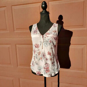 Candie's Pink Sleeveless Floral Blouse Women's Size XS